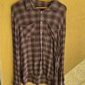 John Varvatos Checkered Brown Casual Shirt
